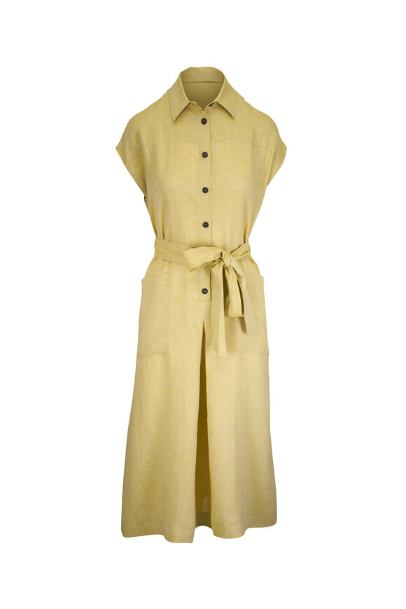 Antonelli - Manchester Pale Yellow Linen Midi Dress