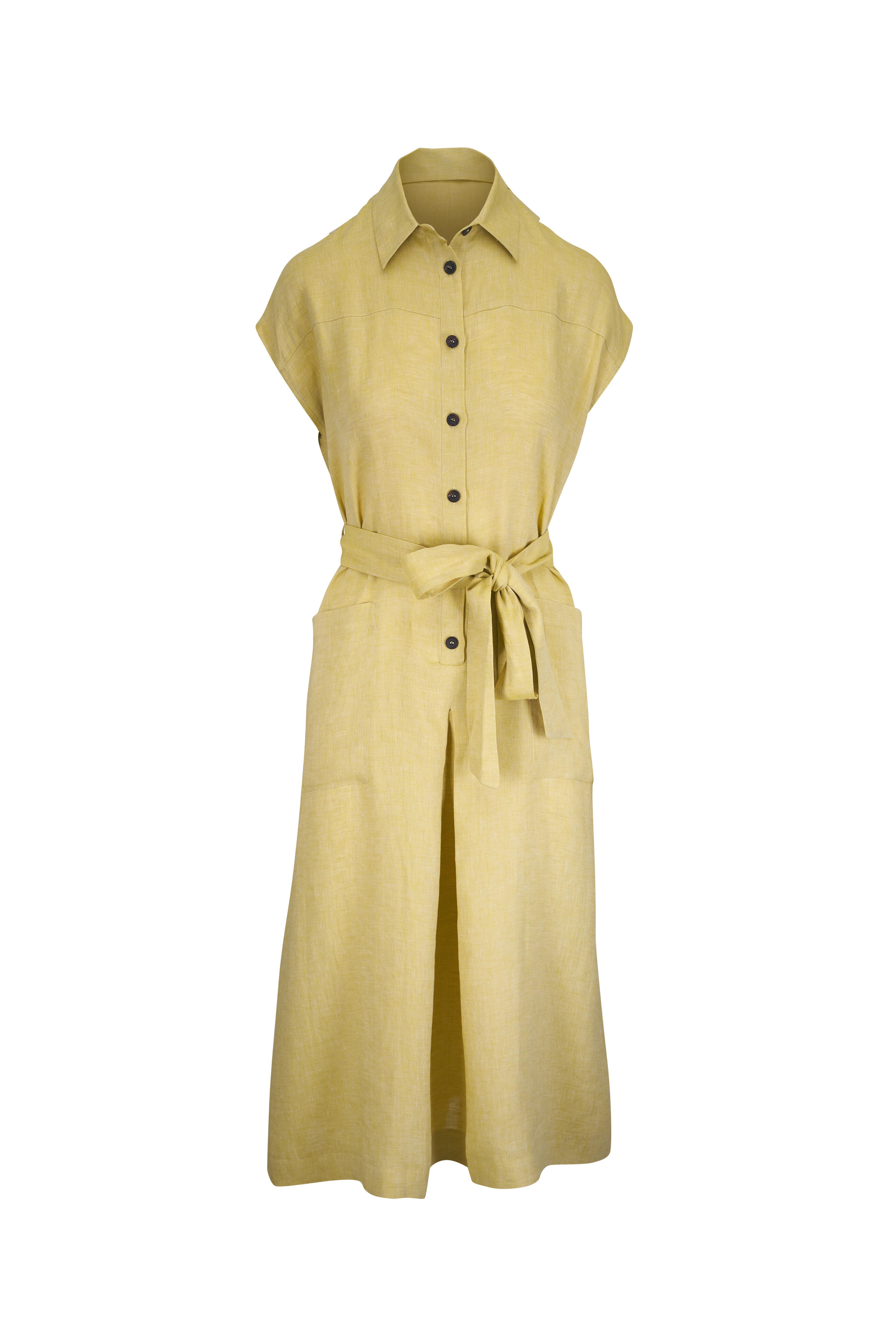 Antonelli - Manchester Pale Yellow Linen Midi Dress