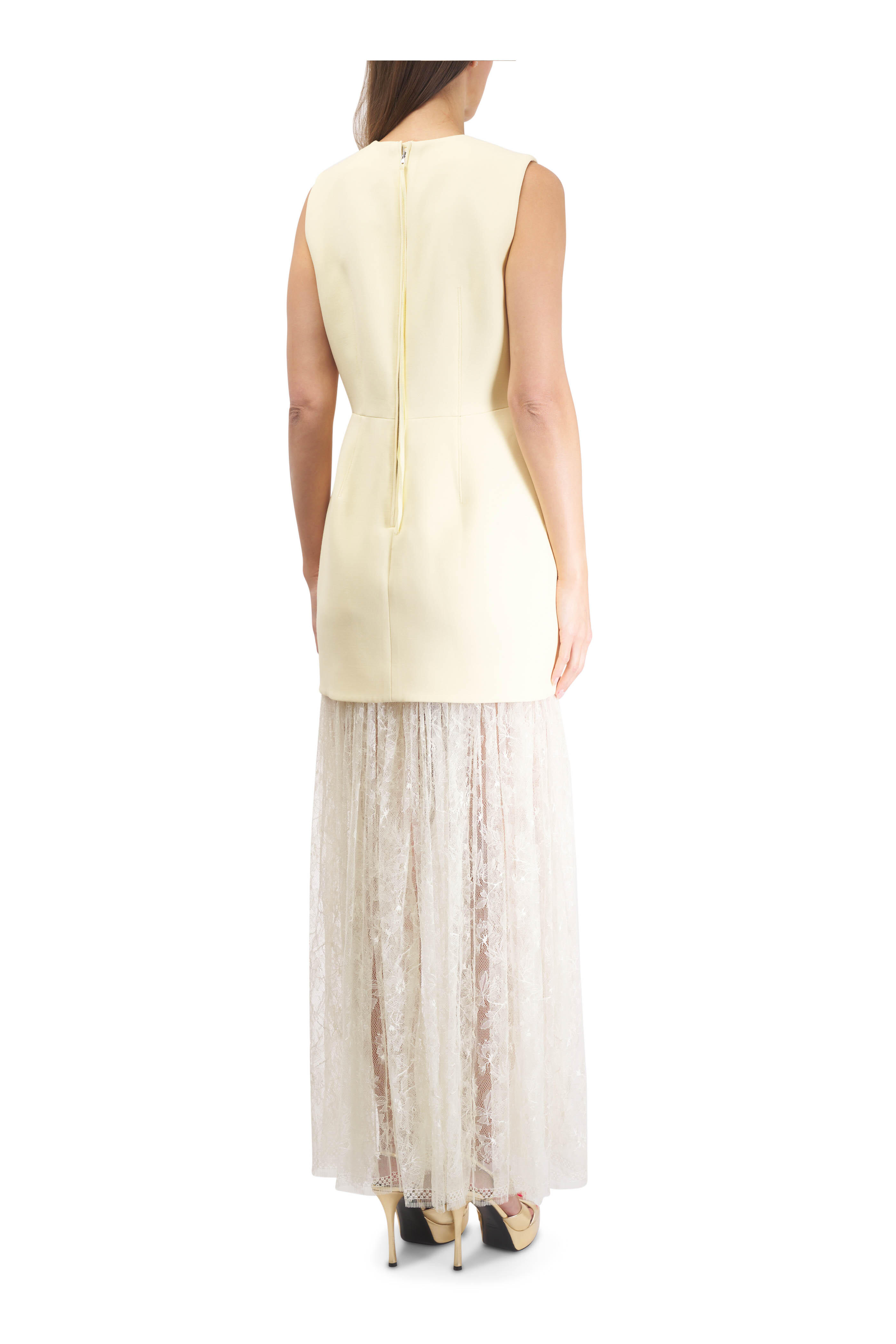 Adam Lippes - Odette Butter Yellow Wool & Silk Lace Dress