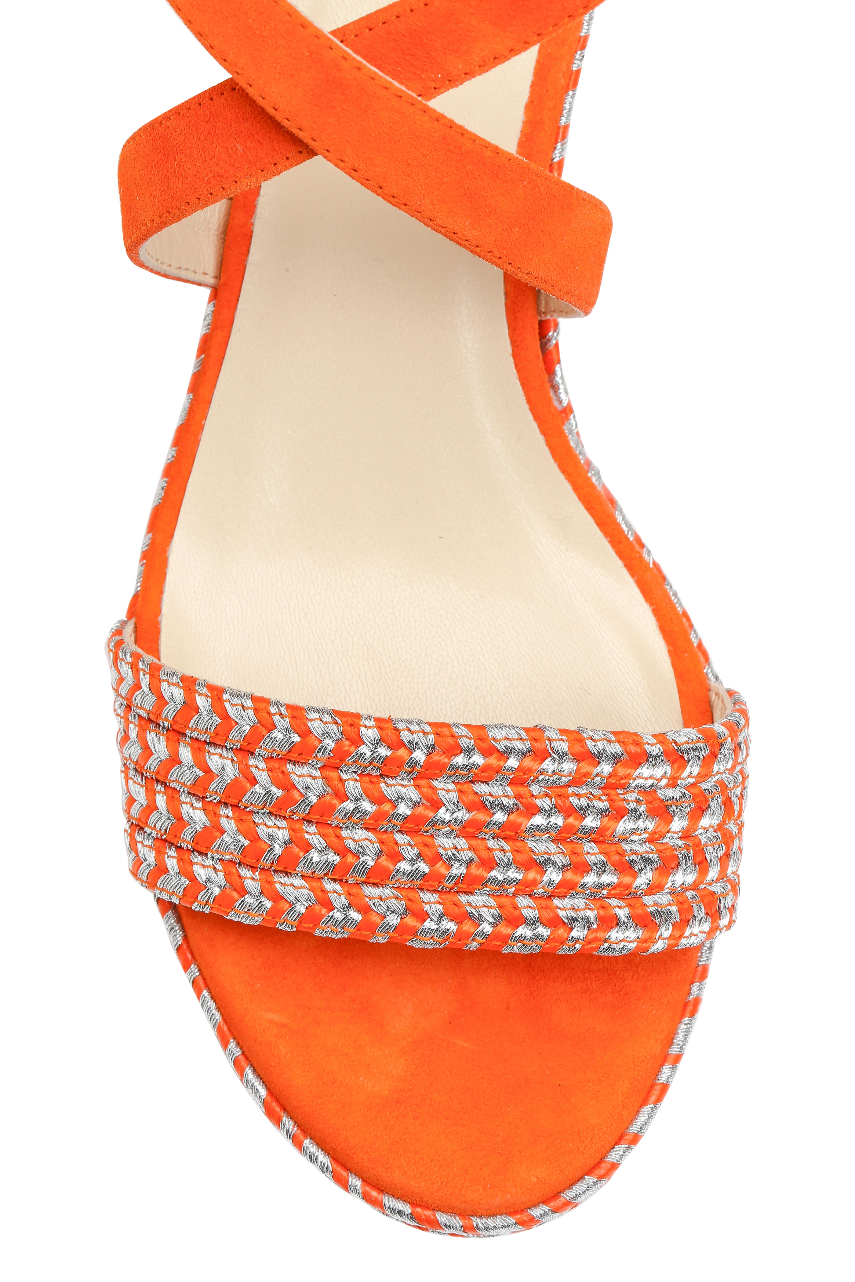 最終SALE!【JIMMY CHOO】PORTIA 70mm♪ウェッジサンダル♪可愛い Jimmy Choo - Portia Orange Suede Embroidered Wedge Sandal, 70mm