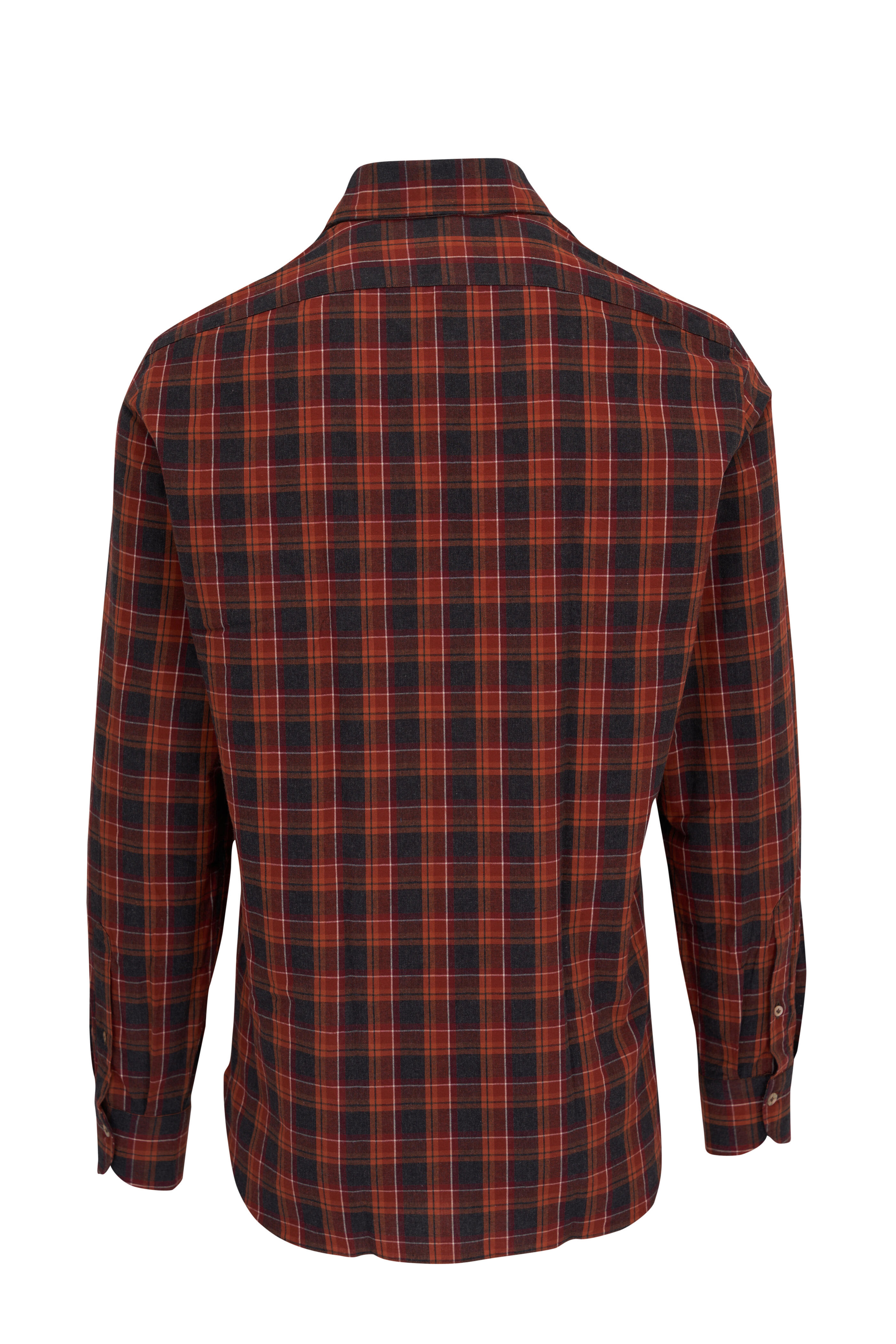 Giannetto - Orange Multi Check Cotton Sport Shirt