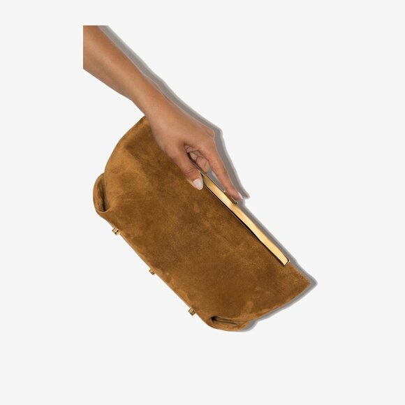 Khaite - Aimee Caramel Suede Envelope Clutch