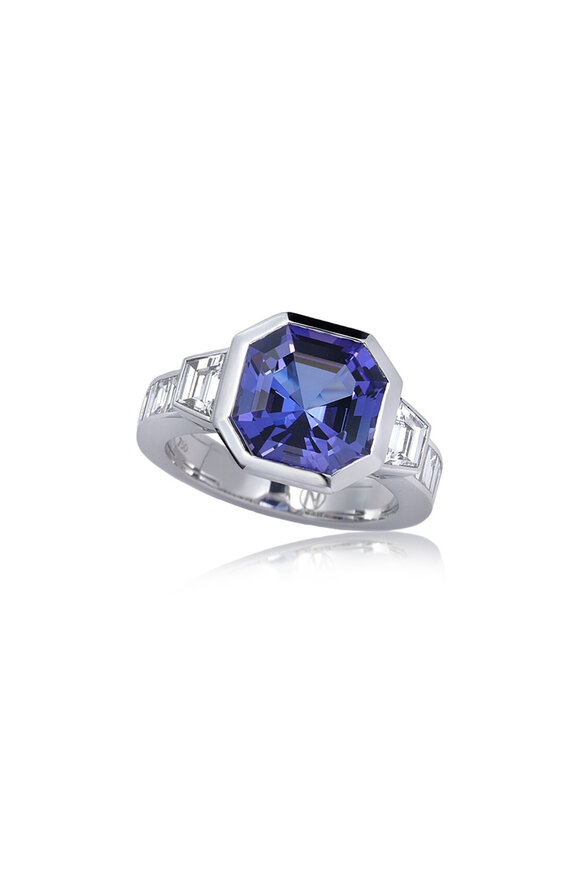 Nam Cho Bezel Diamond & Tanzanite Cocktail Ring