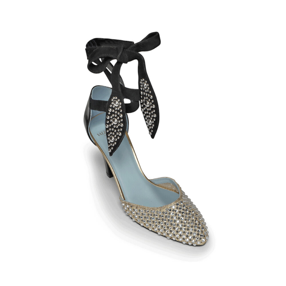 パンプス VALENTINO EMBELLISHED FABRIC ADAMANTINE PUMPS Adamantine Slingback Pumps In Glitter Fabric 60mm for Woman