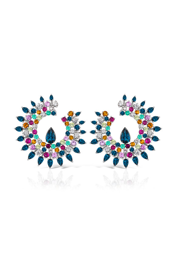 Hueb - Amazonia Diamond & Rainbow Gem Earclips