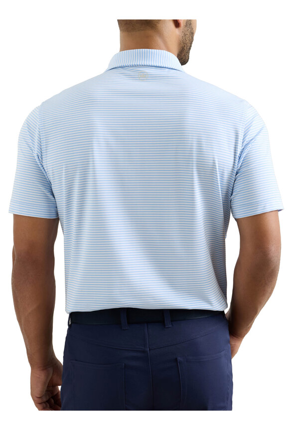 Peter Millar Light Blue & White Stripe Mesh Performance Polo - view 3