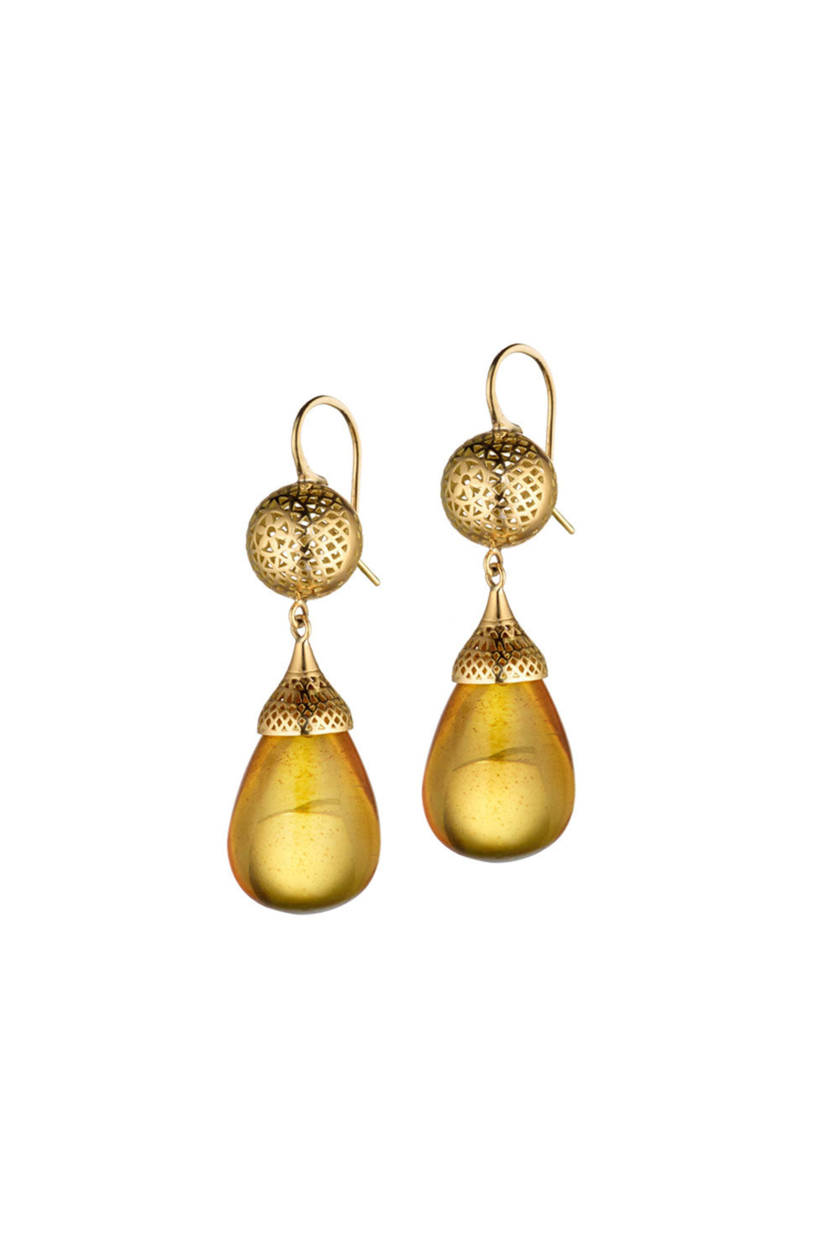 Ray Griffiths - Amber Drop Earrings