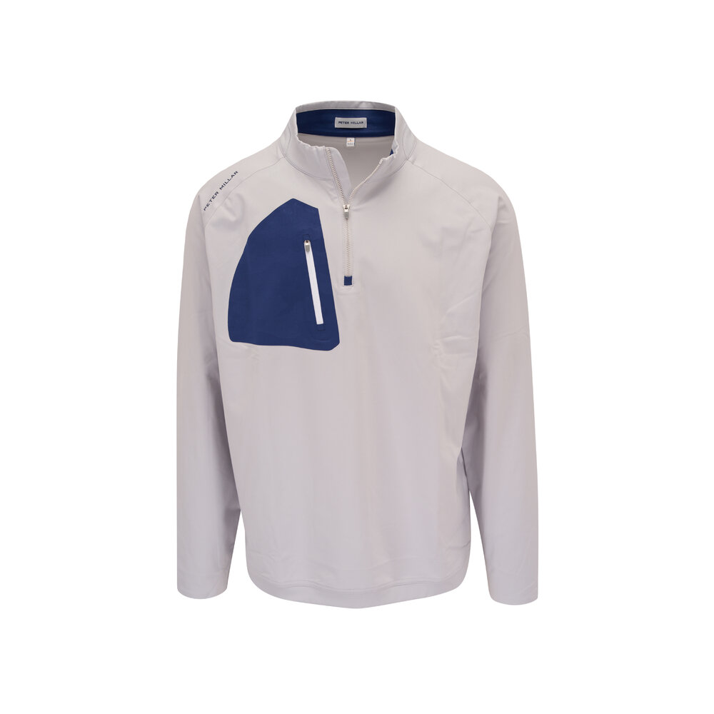 オーセンティック PETER MILLAR ゴルフ ジャケット グレー Peter Millar Men's Ross Performance Baseball Collar Quarter-Zip