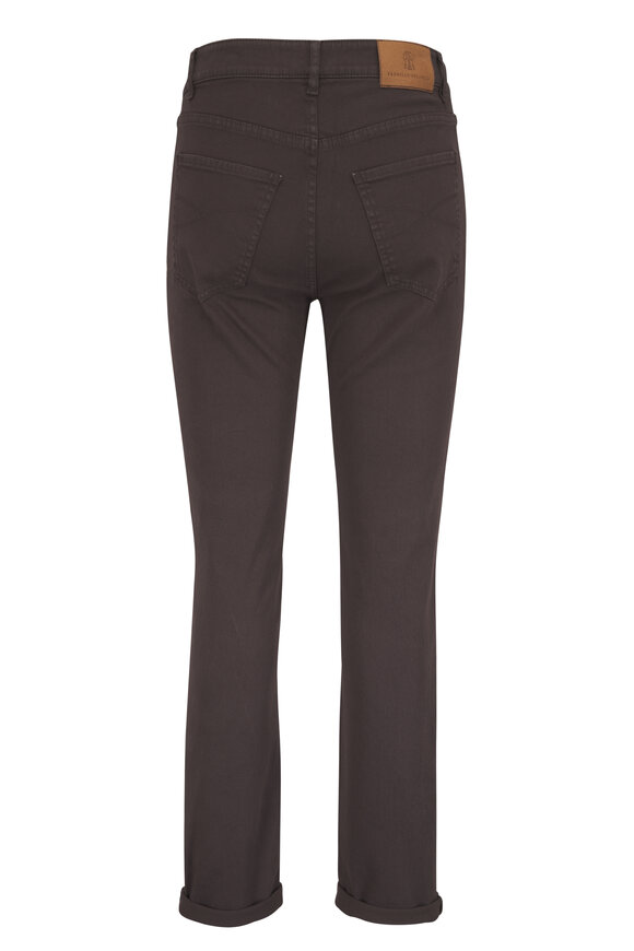 Brunello Cucinelli Brown Bull Denim Five-Pocket Traditional Fit Pant - view 2