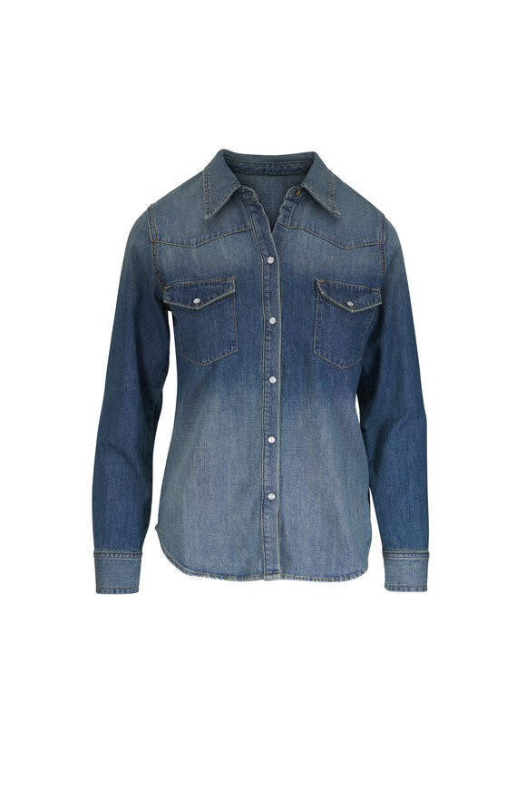 Nili Lotan Travis Classic Wash Denim Shirt - view 1