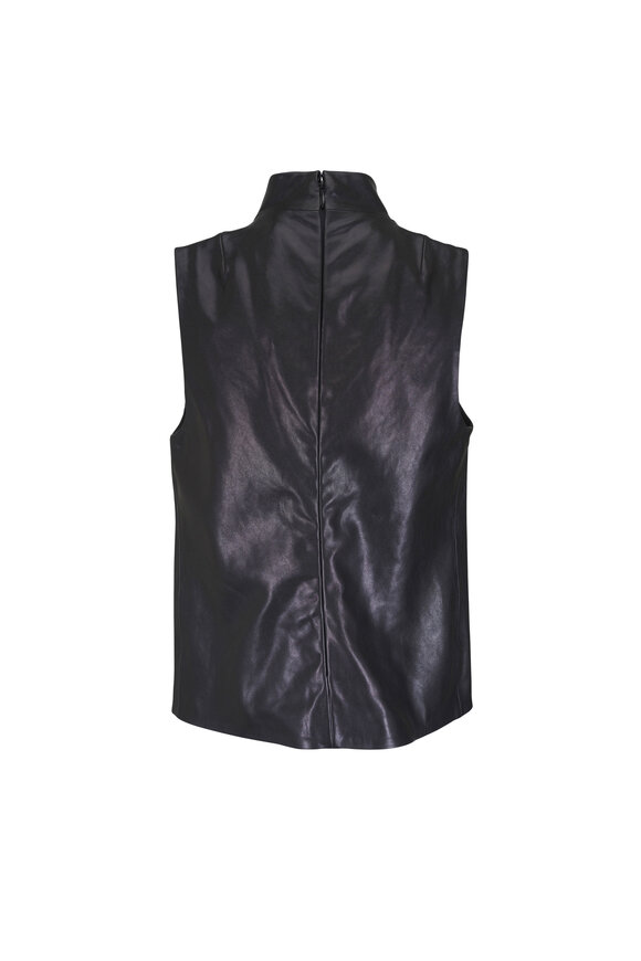 Simkhai Halley Black Leather Cowl Neck Top - view 2