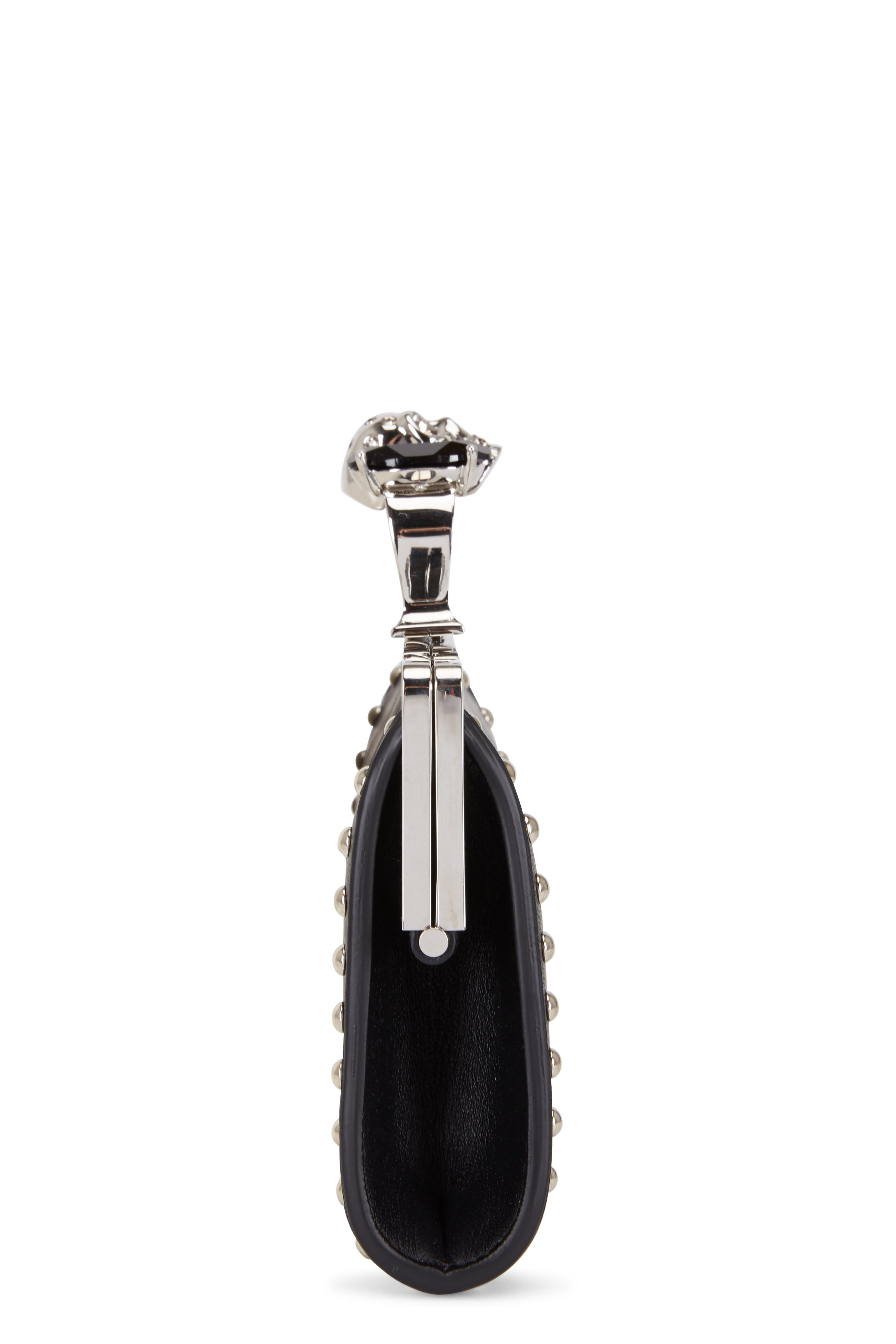 McQueen - Black Leather Studded Two-Ring Chain Wallet