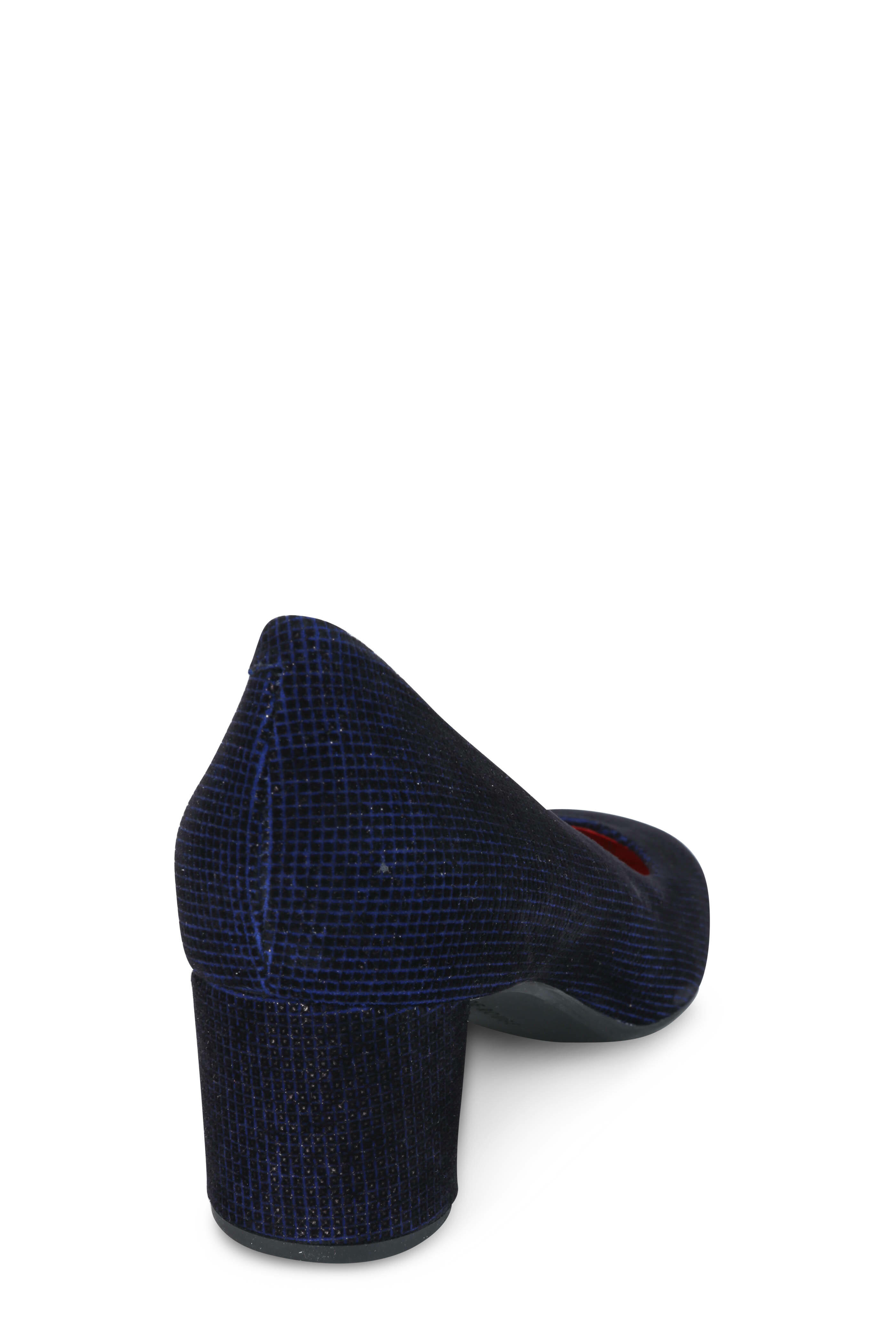 Pas de Rouge - Chantal Blue Suede Pump, 50mm