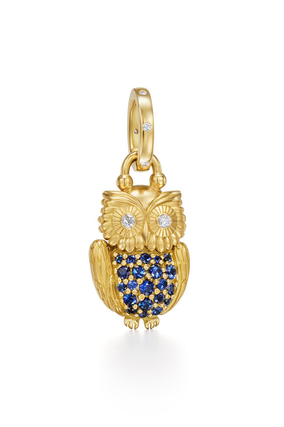 Temple St. Clair 18K Blue Sapphire Gemmy Owl Locket