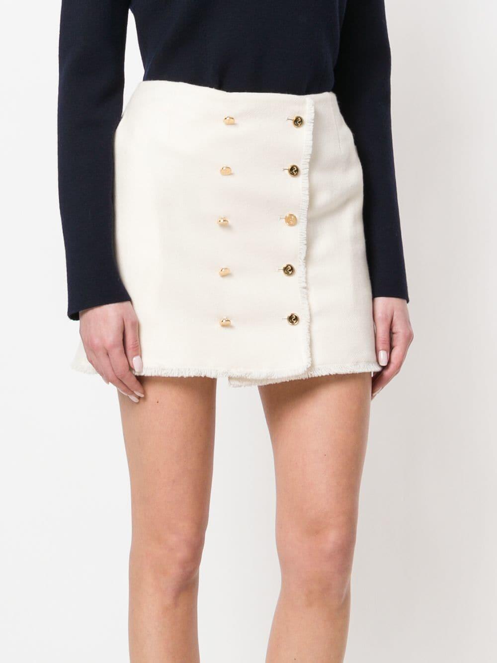 Thom Browne - Cream Frayed Donegal Wool Mini Skirt