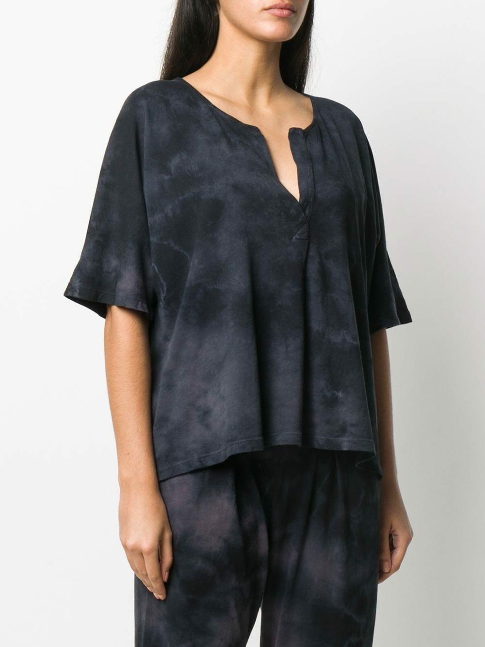 Raquel Allegra - Black Tie-Dye Dolman Henley Top