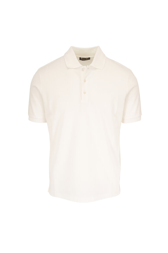 Loro Piana Laurel White Beehive Pique Polo - view 1