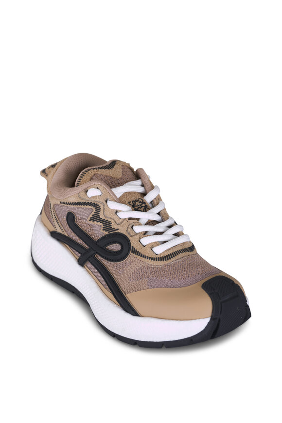 Loewe Pogo Beige & Black Knit & Suede Sneaker - view 1