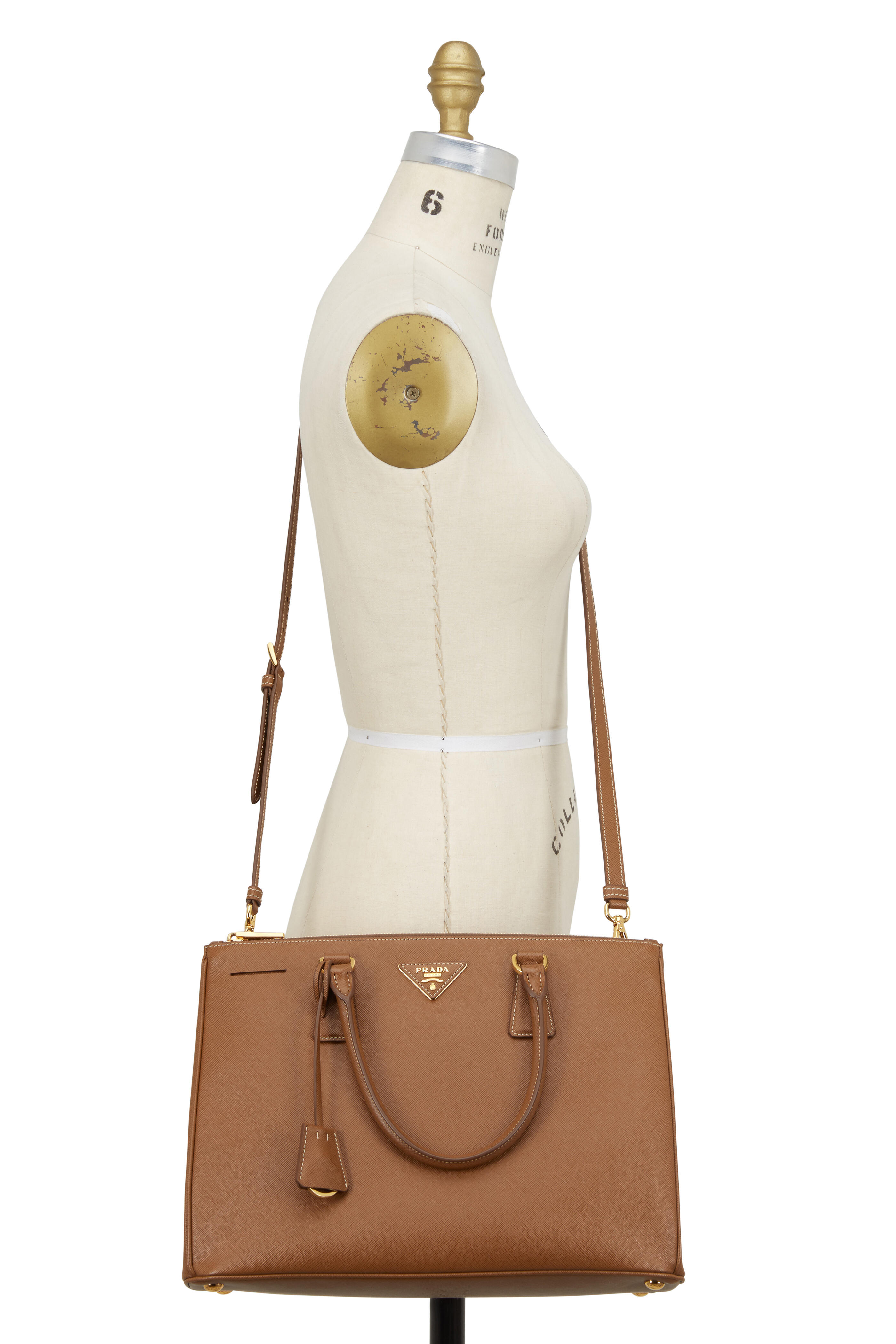 Prada - Brown Saffiano Cuir Medium Double Bag