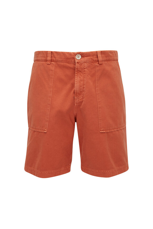 Brunello Cucinelli - Orange Cotton Painter Shorts