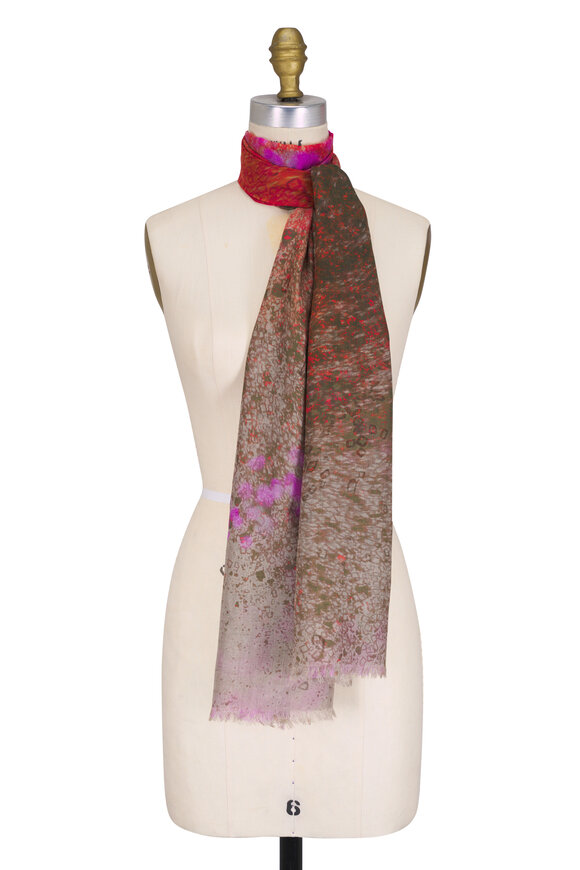 Akris Multicolor Waterlilly Print Scarf - view 1