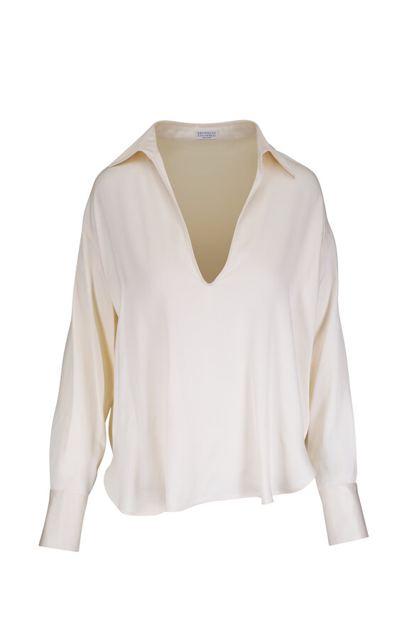 Brunello Cucinelli Panama Silk Satin Blouse - view 1
