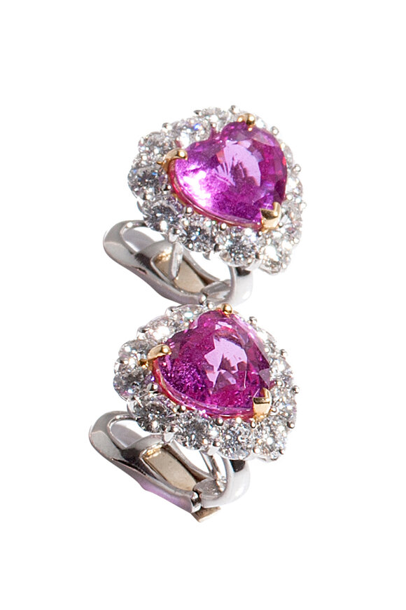 Bayco - Platinum Pink Sapphire & Diamond Earrings