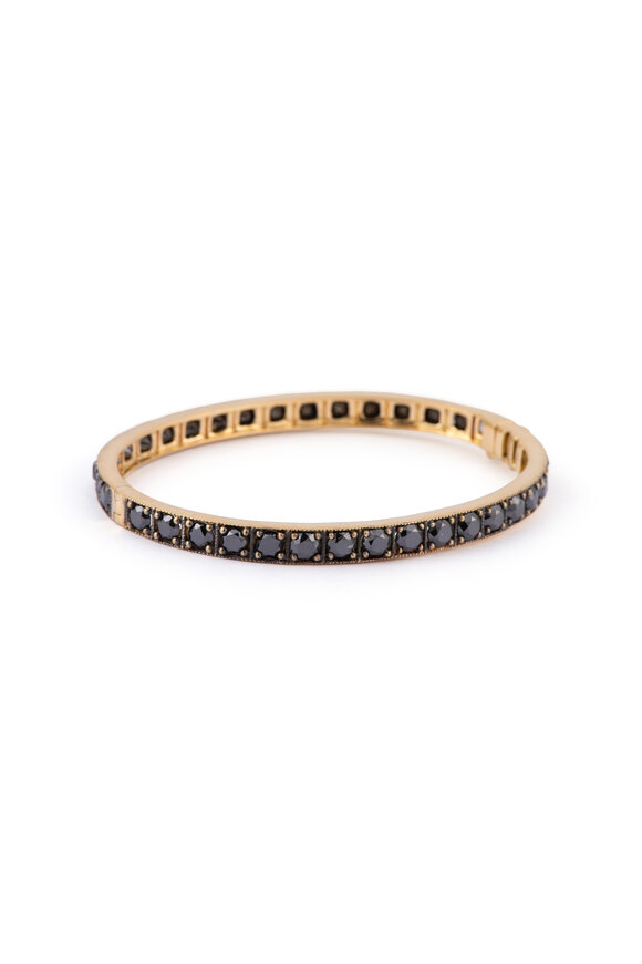 Sylva & Cie 18k Yellow Gold Black Diamond Bangle