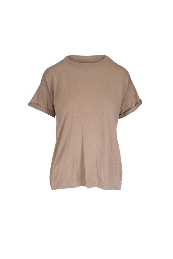 Brunello Cucinelli Brown Lurex T-Shirt - view 1