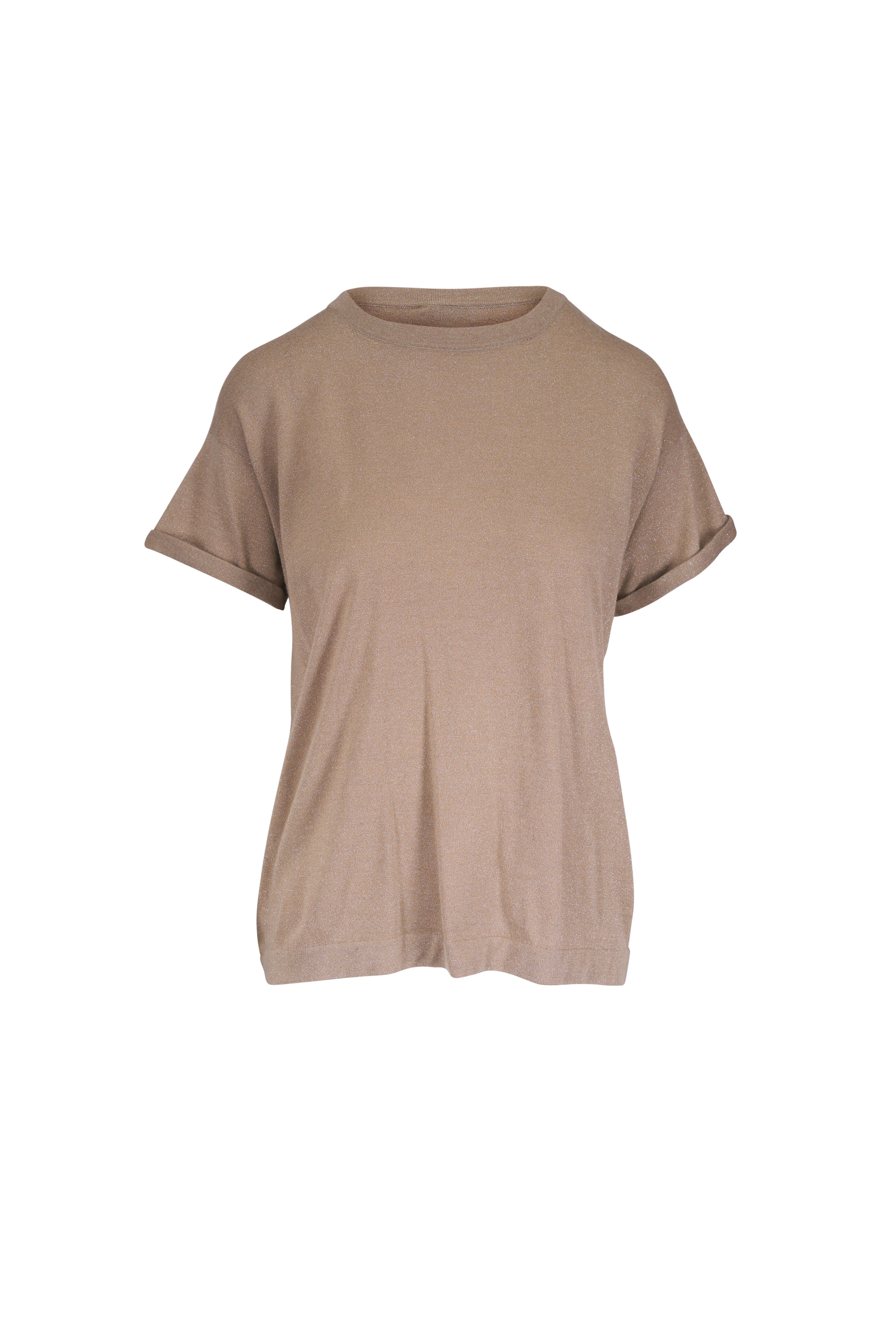 Brunello Cucinelli - Brown Lurex T-Shirt - view 1