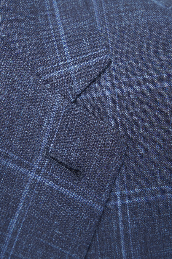 Canali - Kei Navy Blue Windowpane Plaid Sportcoat