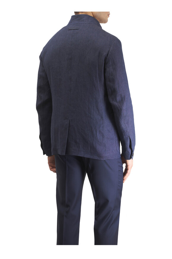 Zegna Il Conte Osai Dark Navy Linen Jacket - view 4