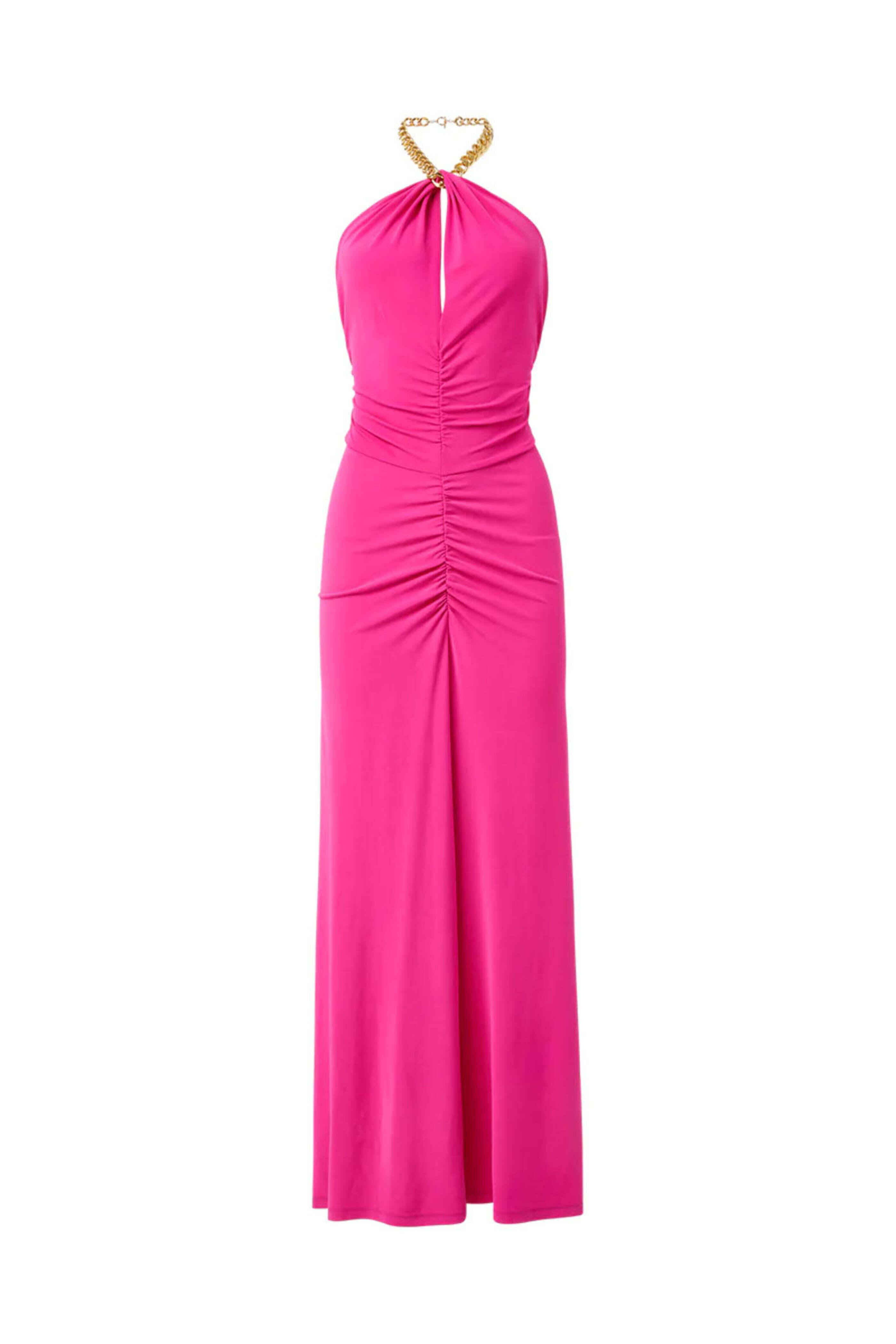 Veronica Beard - Hot Pink Reze Halterneck Midi Dress Veronica Beard - Hot Pink Reze Halterneck Midi Dress