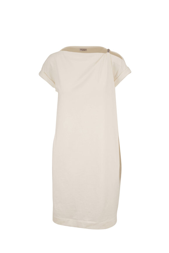 Brunello Cucinelli - Natural White Monili Tube Shoulder Dress