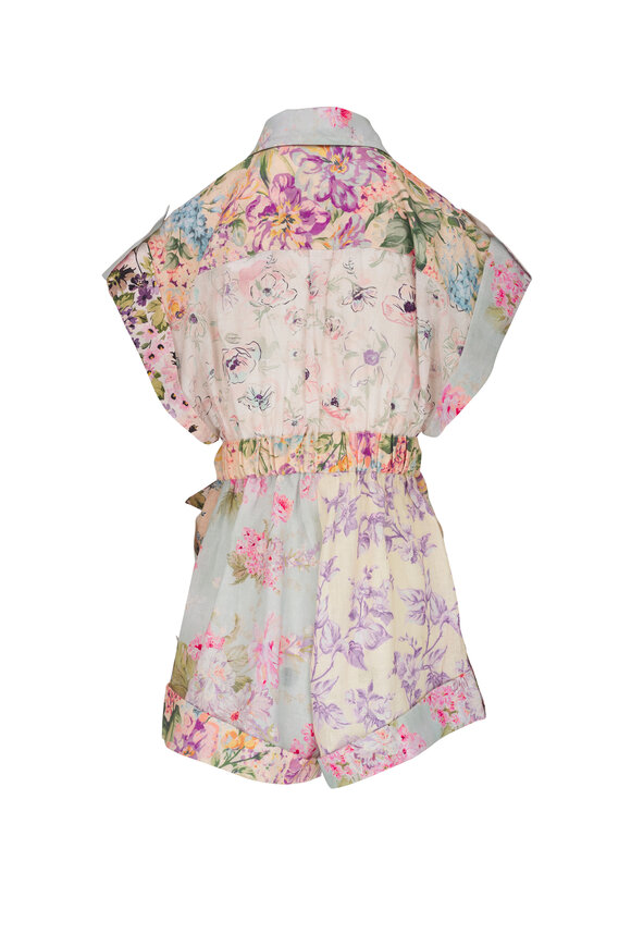 Zimmermann - Halliday Cuffed Floral Multicolor Playsuit