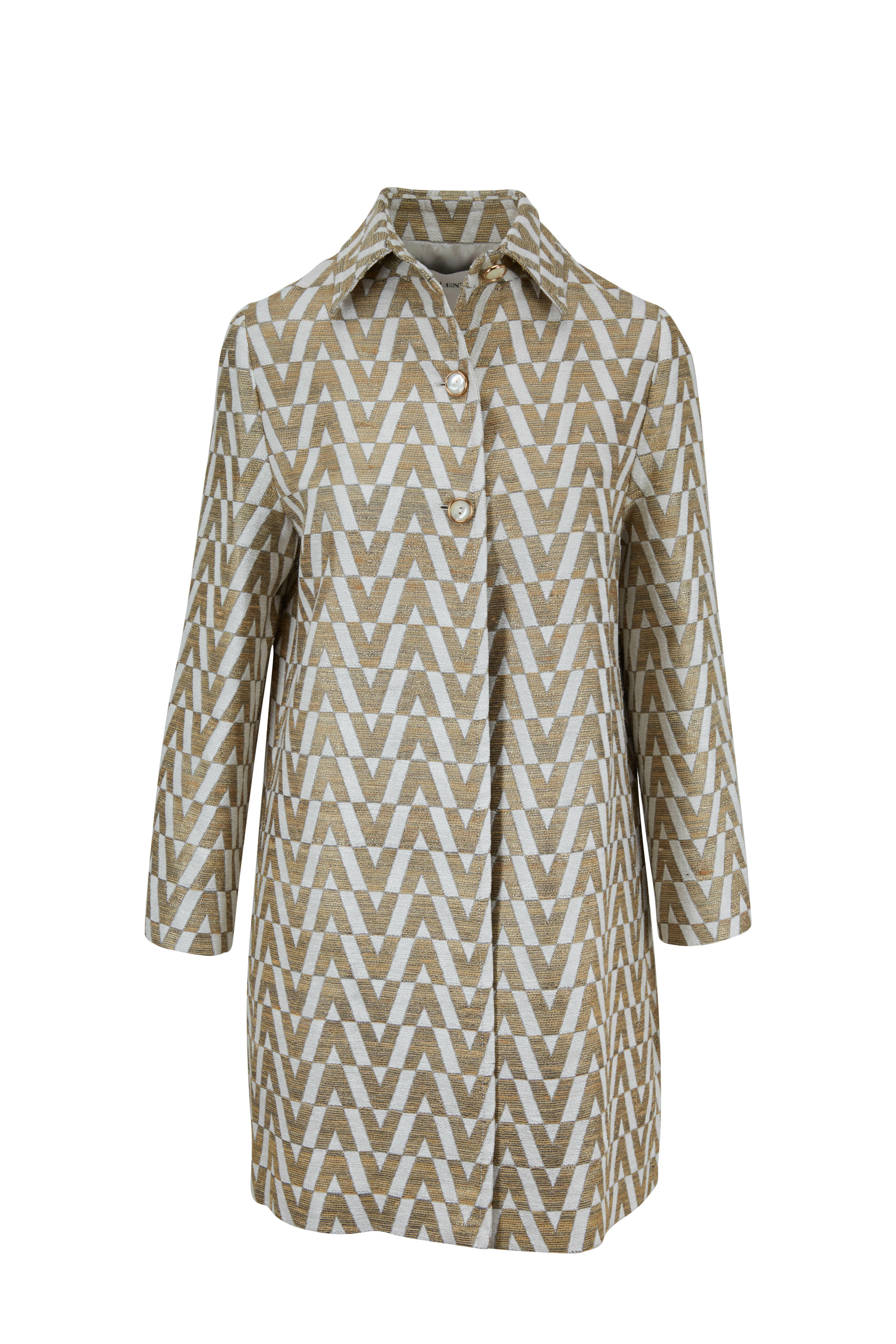 Valentino - Tussah Ivory & Gold V Brocade Coat