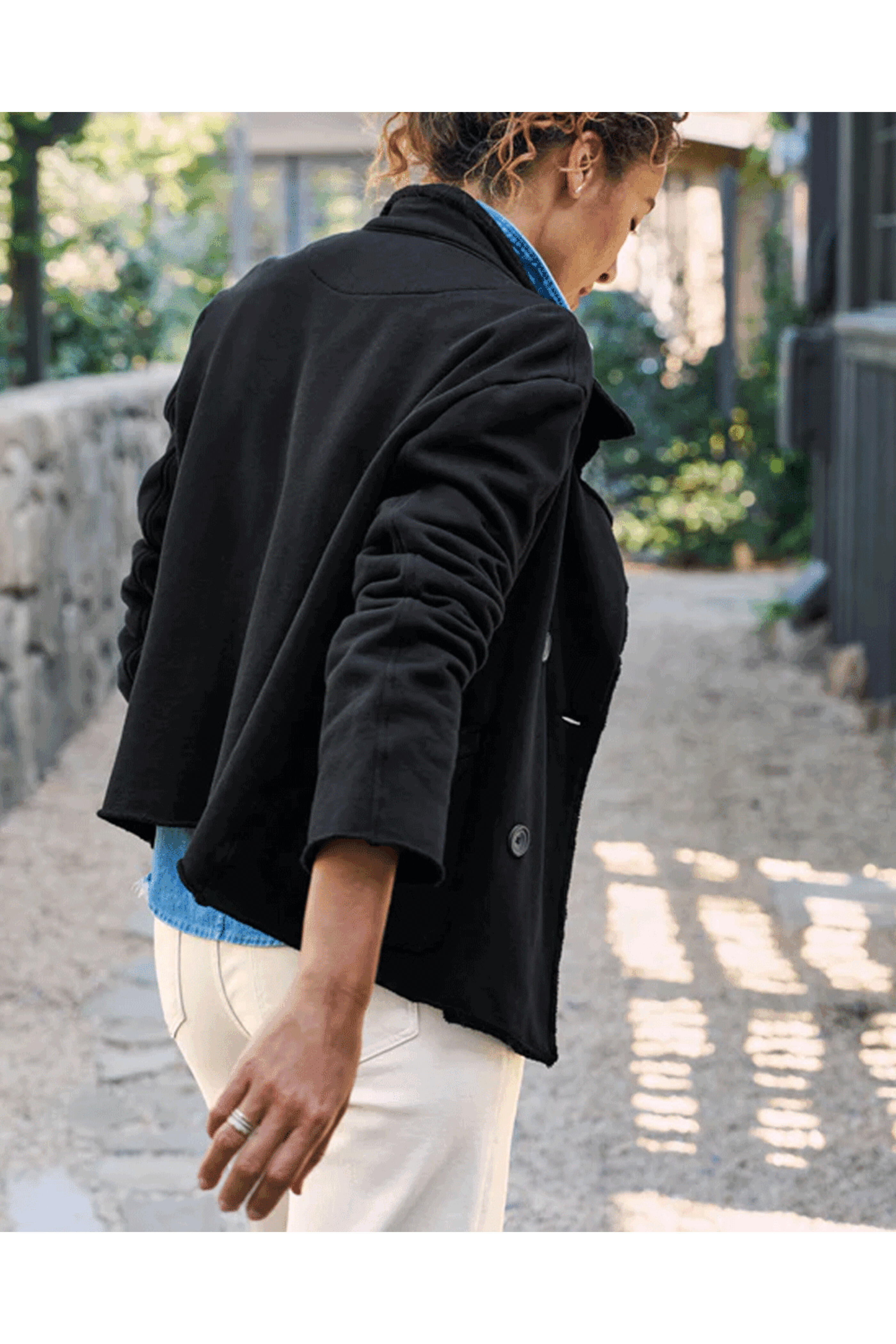 Frank & Eileen - Black Mini Belfast Crop Peacoat