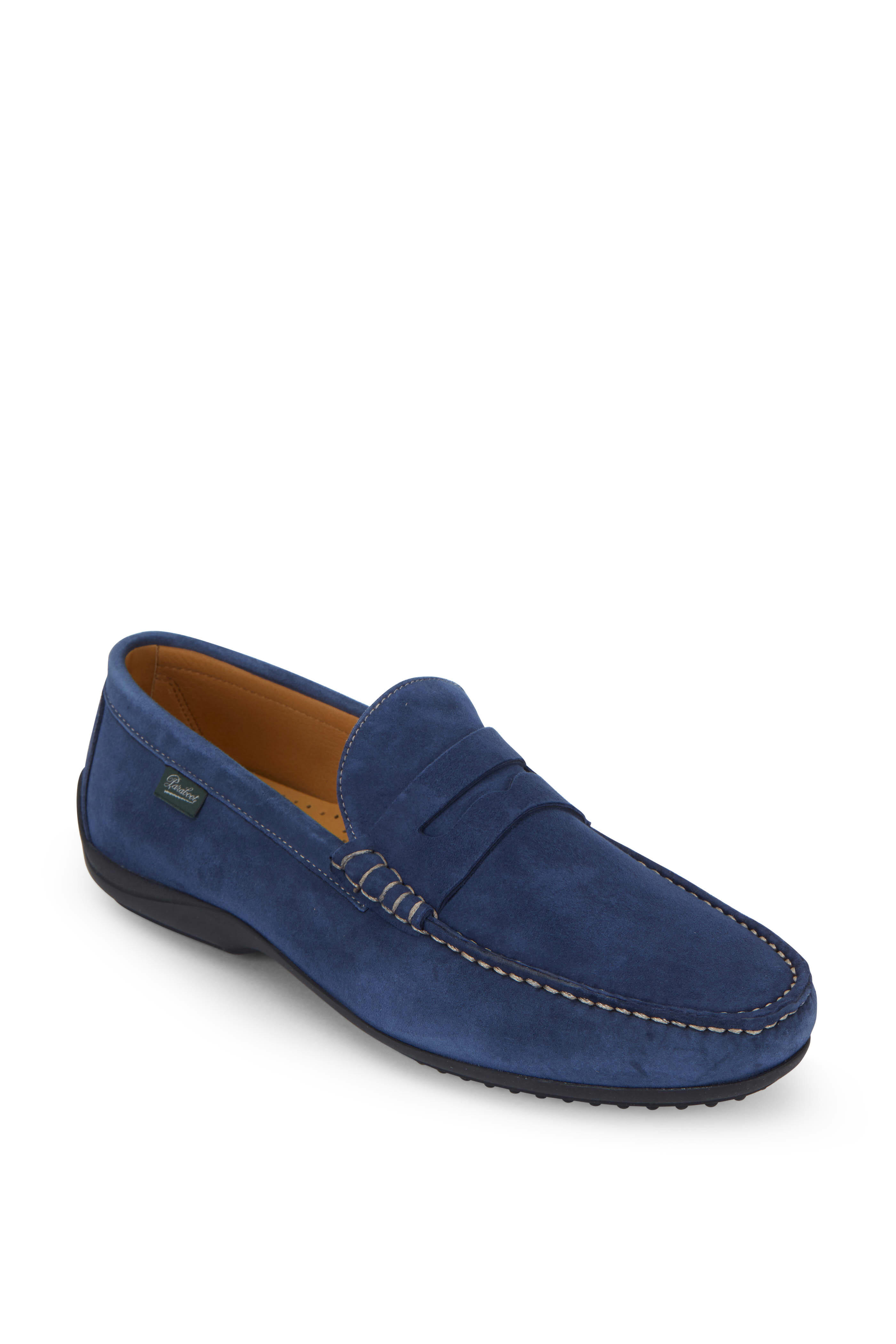 Paraboot - Cabrio Velvet Blue Suede Penny Driver display picture 1