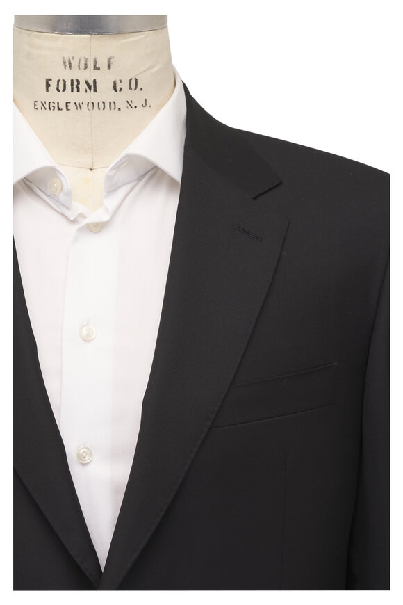 Canali Solid Black Wool Suit - view 1