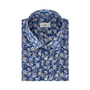 Etro - Blue Mini Floral Cotton Sport Shirt | Mitchell Stores