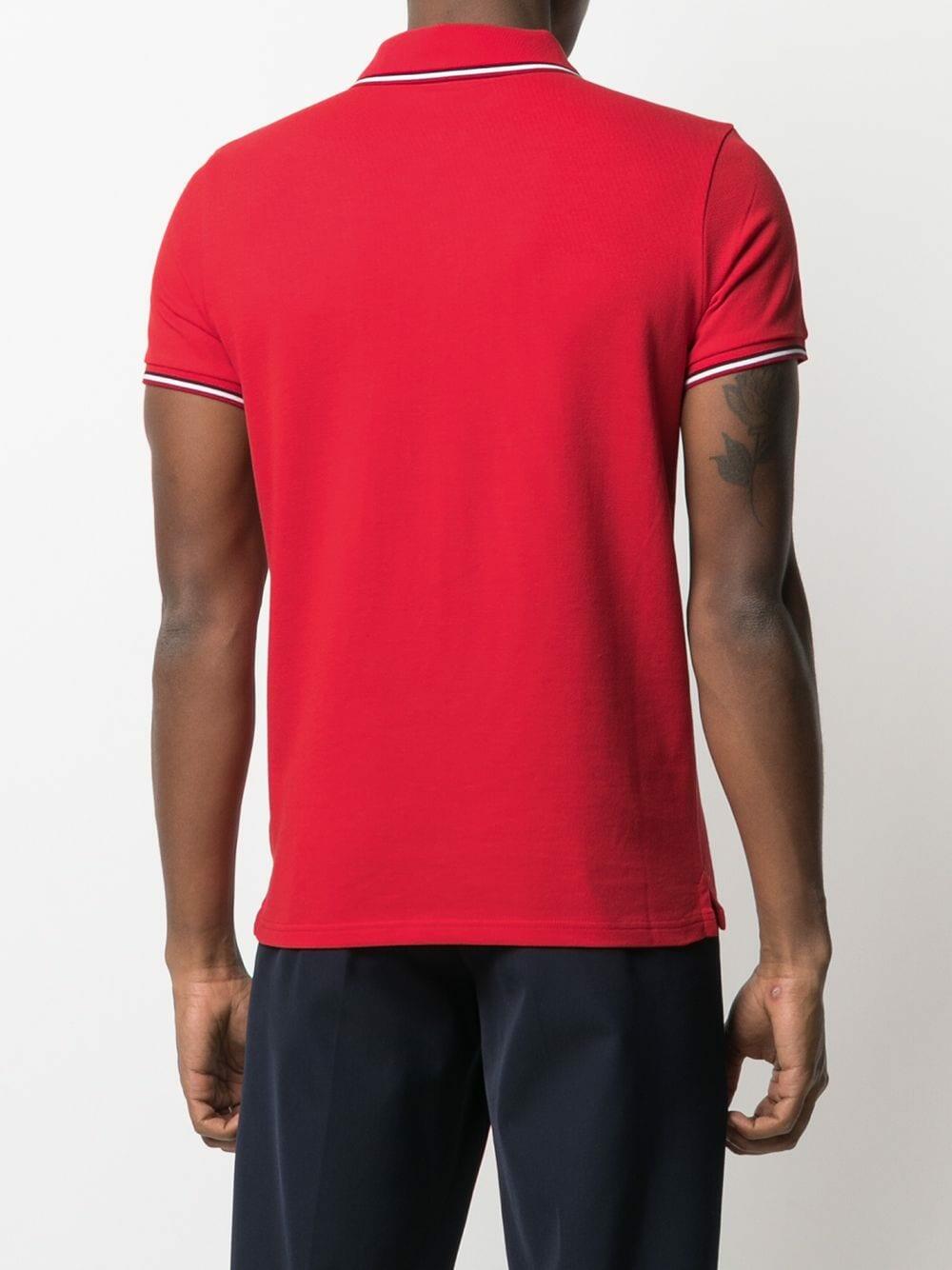 Moncler - Red Piqué Stripe Trim Polo