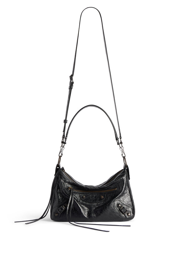 Balenciaga Small Le City Moto Black Leather Shoulder Bag - view 12