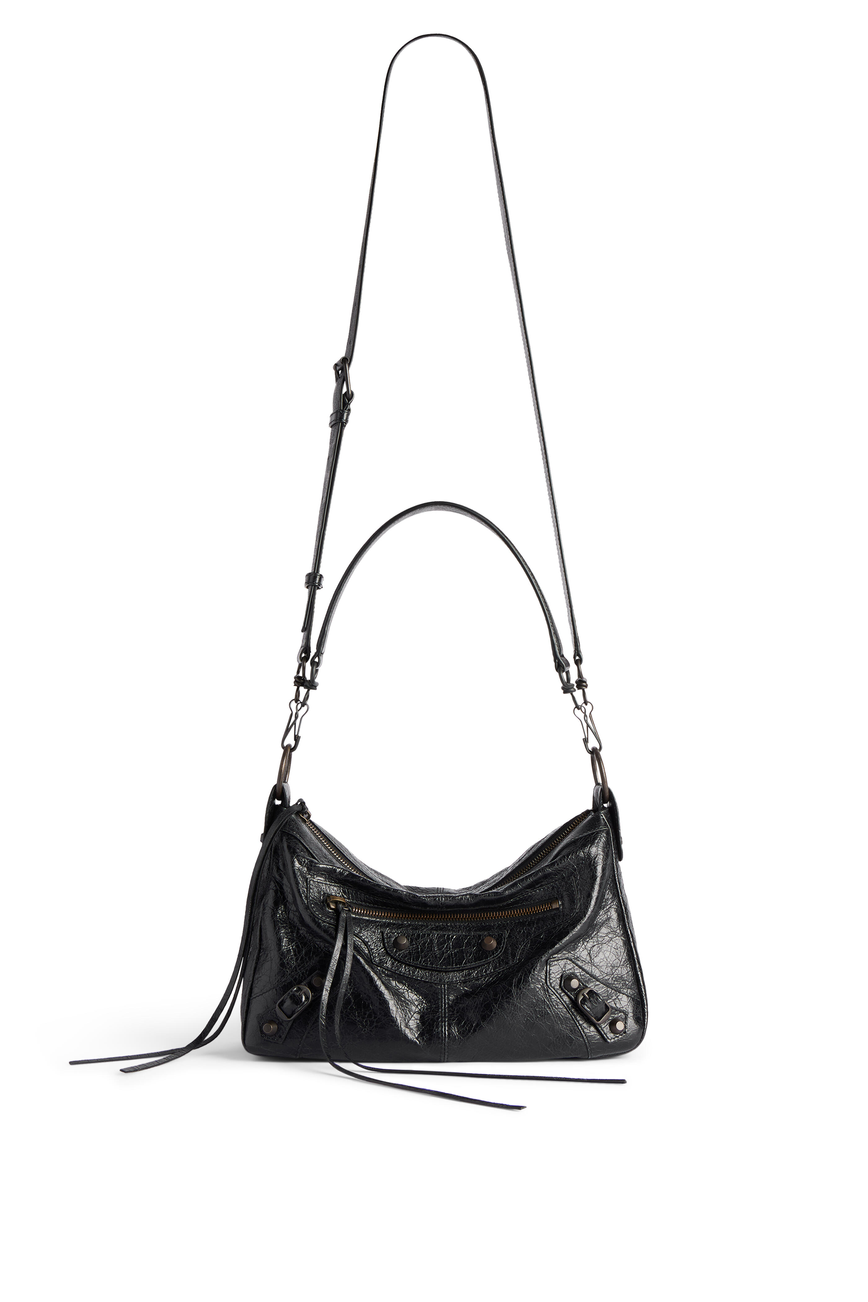 Balenciaga - Small Le City Moto Black Leather Shoulder Bag