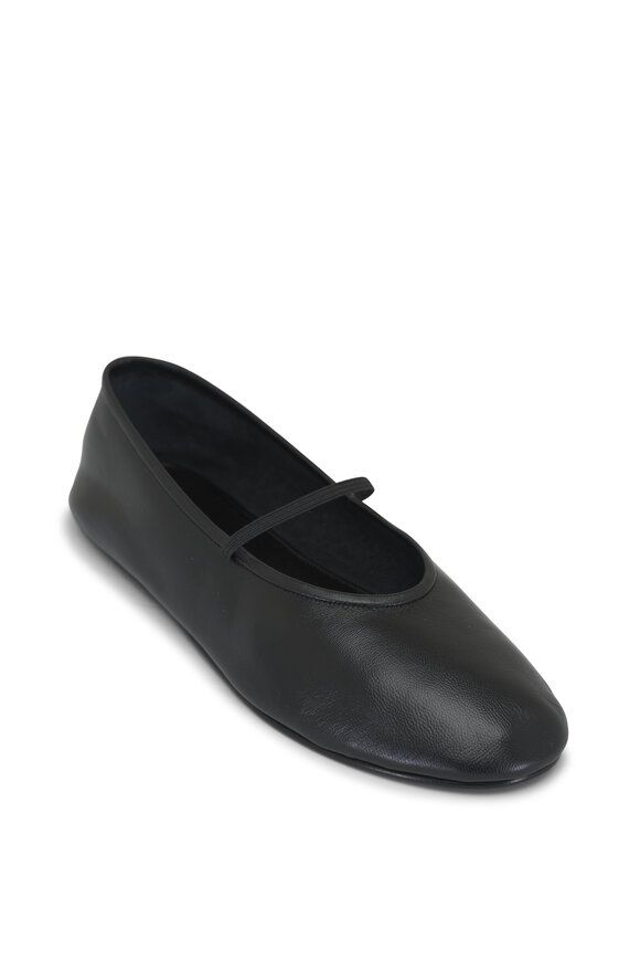 The Row Black Elastic Leather Ballet Flat