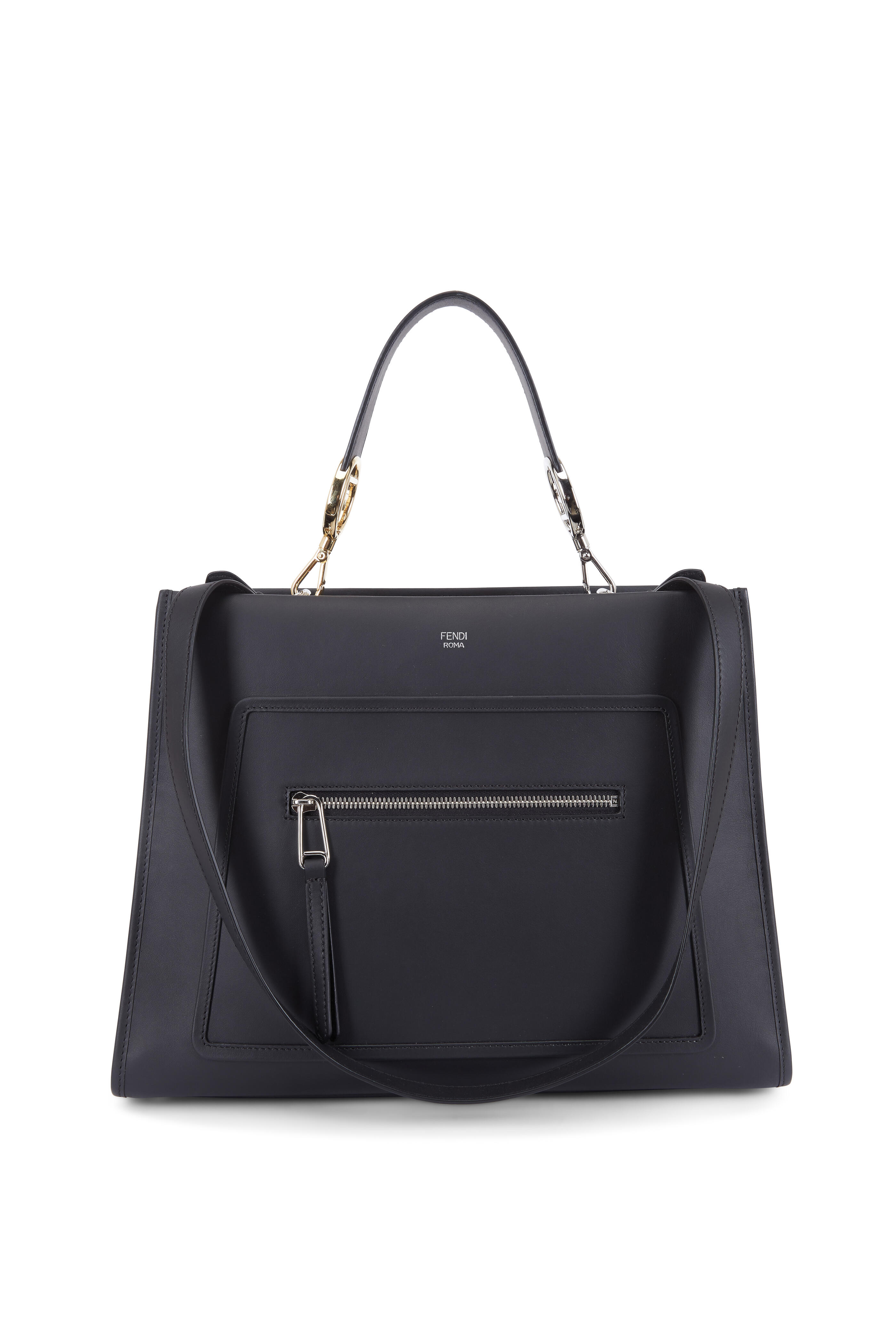 Fendi - Runaway Black Leather Large Luxe Tote Bag