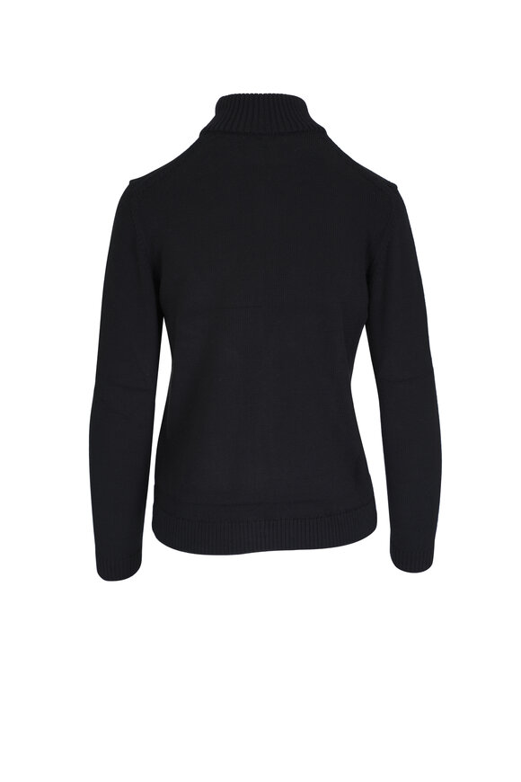 Lafayette 148 New York - Black Cotton & Silk Fitted Zip Cardigan