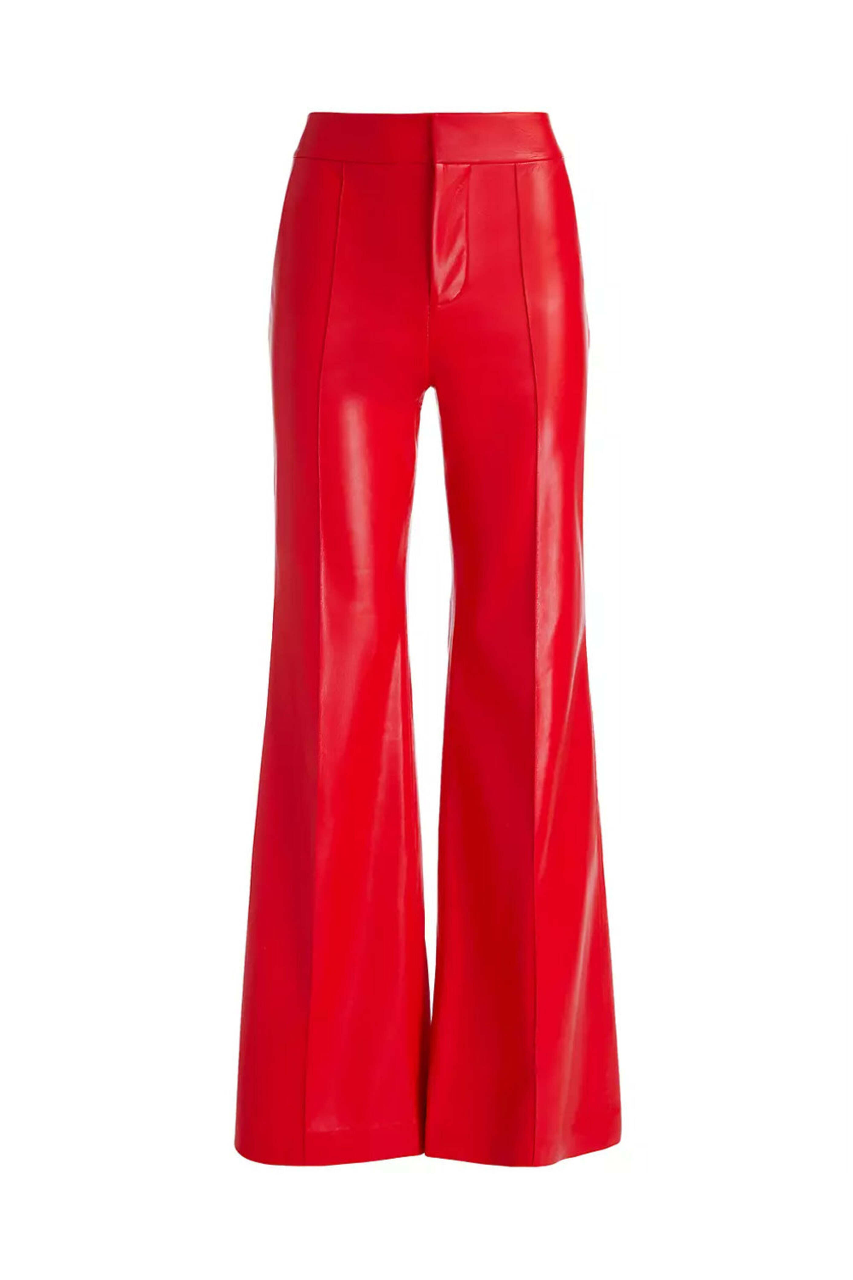 Alice & Olivia - Bright Ruby High Rise Vegan Leather Dylan Pant