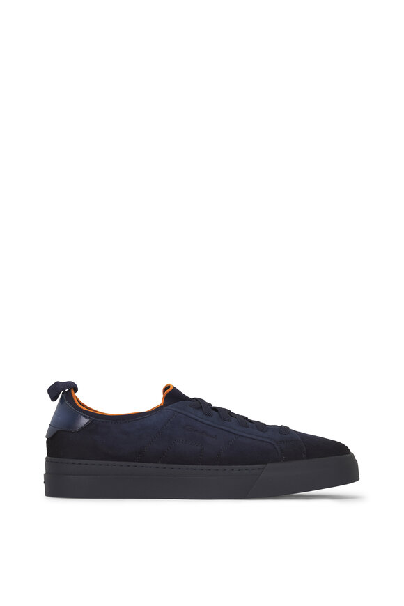 Santoni DBS Unity Navy Blue Suede Low Top Sneaker - view 2