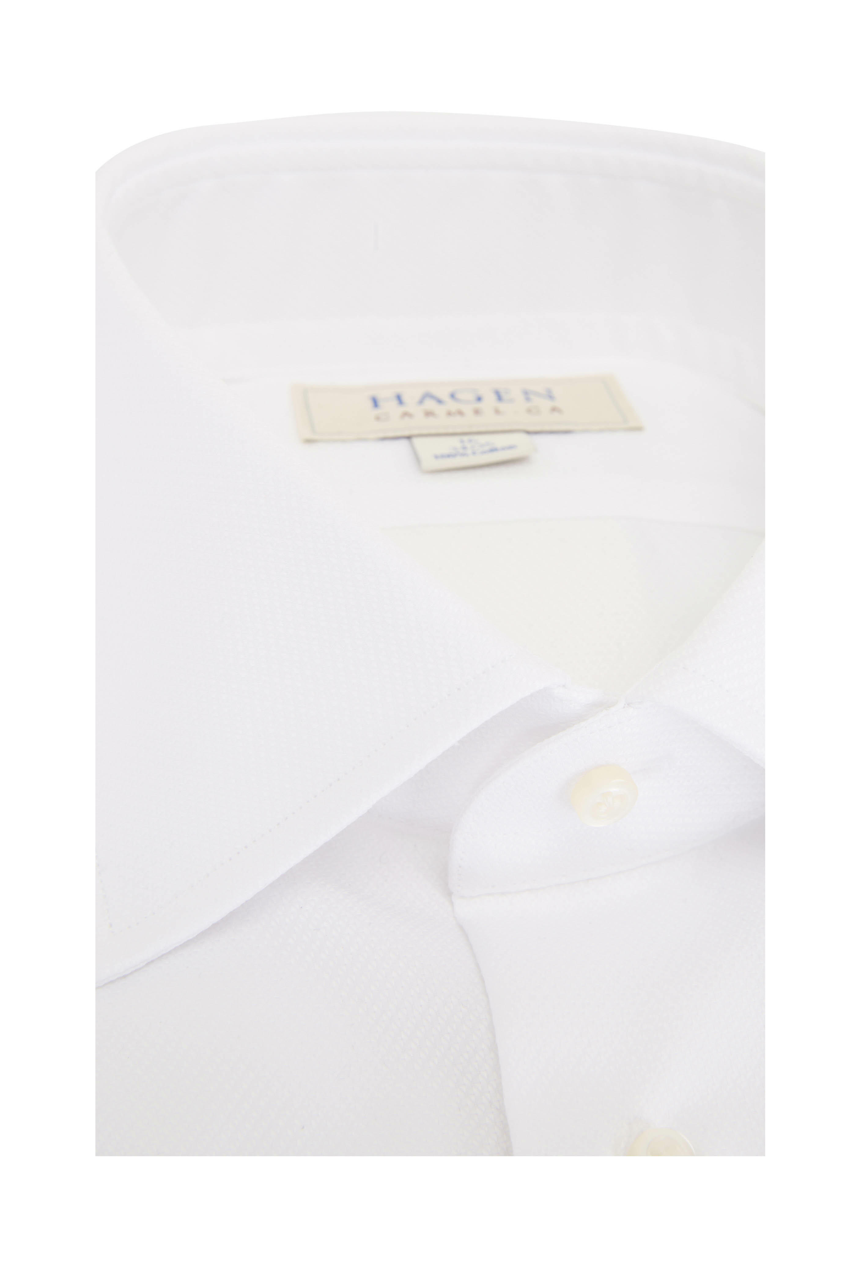 Hagen Shirts - White Textured Cotton Dress Shirt