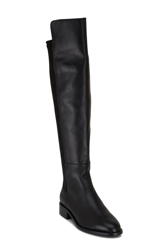 Aquatalia Natessa Black Stretch & Leather Over-The-Knee Boot